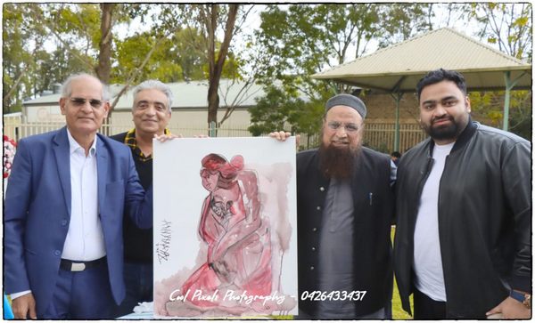 A group of men holding a painting

AI-generated content may be incorrect.